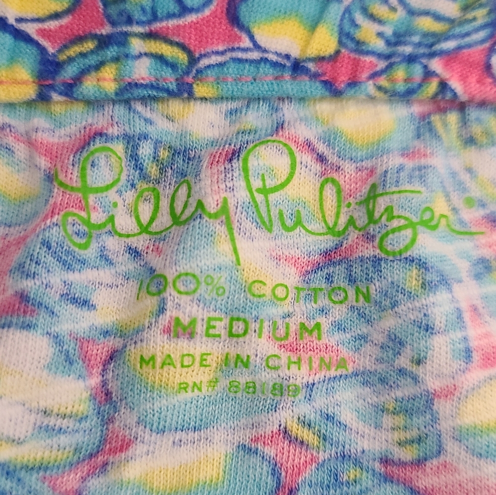 Lilly Pulitzer 100% Cotton Wiley Strapless Top in Blue Multi Clam Jam Sz M - Picture 7 of 12
